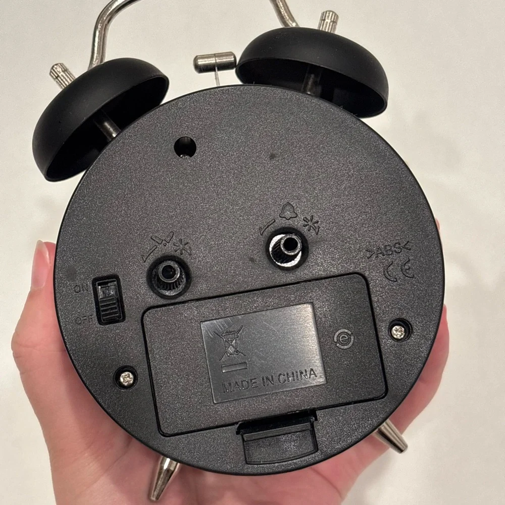Classic Black Alarm Clock with White Face
